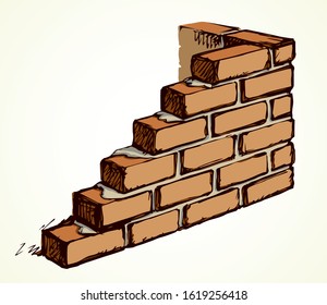 New cute simple house airbrick diy on light backdrop. Freehand outline black ink hand drawn design concept object emblem sketchy in vintage art doodle style pen on paper space for text. Closeup view