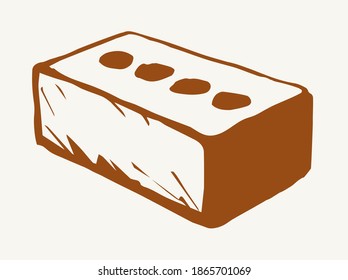 New cute single house brown airbrick diy. Freehand doodle black linear ink pen hand drawn design concept object emblem in art scribble engrave print style. Closeup view light paper text space backdrop