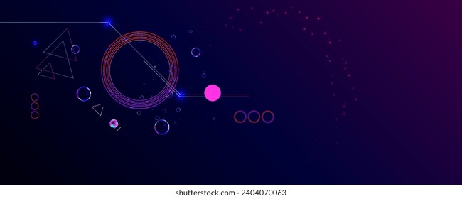 New Cyberpunk Dark retro futuristic cyberpunk elements abstraction background cosmos synthwave vaporwave retrowave glitch circle with blue and pink glows