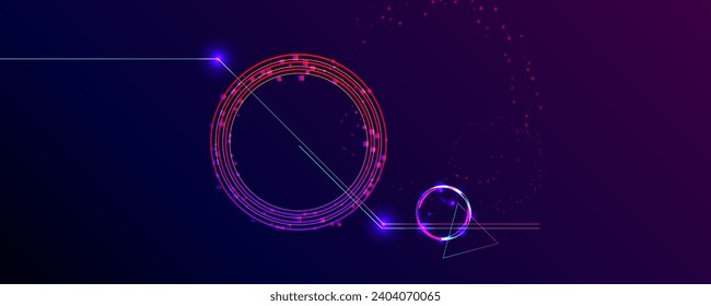 New Cyberpunk Dark retro futuristic cyberpunk elements abstraction background cosmos synthwave vaporwave retrowave glitch circle with blue and pink glows