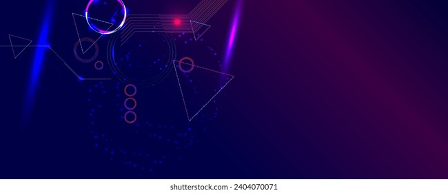 New Cyberpunk Dark retro futuristic cyberpunk elements abstraction background cosmos synthwave vaporwave retrowave glitch circle with blue and pink glows