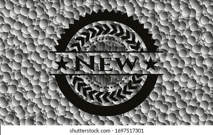 New dark badge with grey bubbles background. Vector Illustration. Detailed.