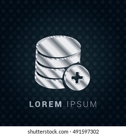 New Database 3D silver/platinum metallic chromium precious Icon / Logo Design