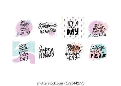 It’s a new day. Courage after fear. Morning quotes. Hand lettering illustration for your design