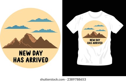 Neue Tagesgrafiken mit T-Shirt-Design von Bergen und Wolken