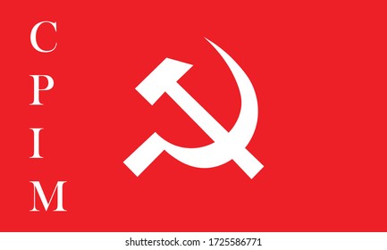 New Delhi : April 2020 : A Vector Illustration Of Communist Party Logo Red Background.