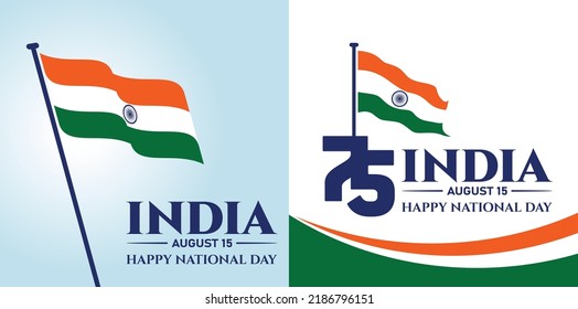 New Delhi, India - August 15, 2022: India Independence Day. 75 Years Anniversary. Jubilee. Vector Logo.
