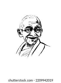 New Delhi, India - October 4, 2022: Mahatma Gandhi Sketch Portrait. World Famous Indian Independence Movement Leader