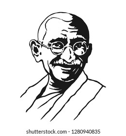 New Delhi - January 26, 2019: Mahatma Ghandi. India. vector Illustration. Eps 10.