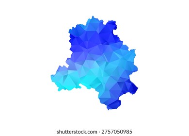 NEW Delhi map - Polygon Style Vector Illustration in Blue Gradient, Low Poly Geometric Design, Isolated on White Background, Perfect for Infographics, Education, and Modern Presentations.