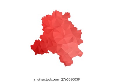 NEW Delhi Map - Polygon Style Vector Illustration in Red Gradient, Low Poly Geometric Design, Isolated on White Background, Perfect for Infographics, Reports, and Educational Materials.