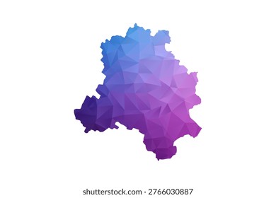 NEW Delhi Map - Polygon Style Vector Illustration in Blue and Purple Gradient, Low Poly Geometric Design, Isolated on White Background, Ideal for Infographics and Learning Materials.