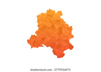 NEW Delhi Map - Polygon Style Vector Illustration in Orange Gradient, Low Poly Geometric Design, Isolated on White Background for Infographics and Education.