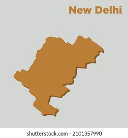 New Delhi Map Vector Flat Design | Indian State | New Delhi Map |Simple Map