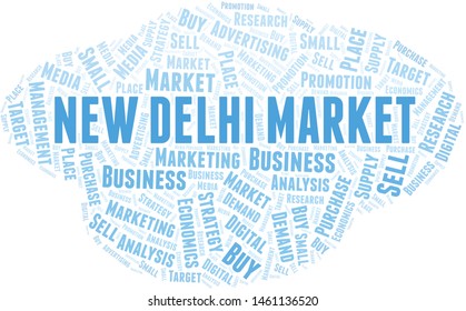 New Delhi Market word cloud. Vector made with text only