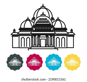 New Delhi and Noida City Border - Akshardham Temple -  Icon Illustration as EPS 10 File 