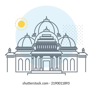 Frontera Nueva Delhi y Noida City - Templo Akshardham - Ilustración de icono como archivo EPS 10 