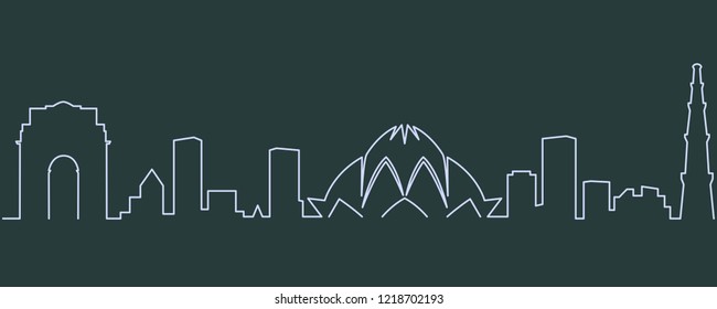 New Delhi Single Line Skyline