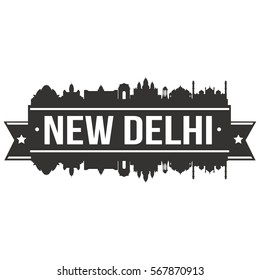 New Delhi Skyline Stamp Silhouette Vector City Design landmark Stencil.
