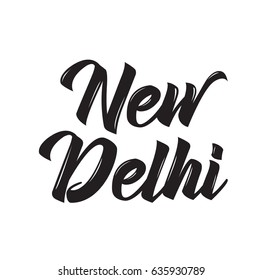 new delhi, text design. Vector calligraphy. Typography poster. Usable as background.