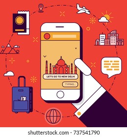 New Delhi Trip Plan with Smartphone in Hand