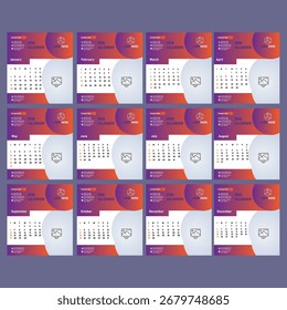 Diseño Nuevo 2026 Diseño de Plantilla Tabel Calender Actualizar Calender