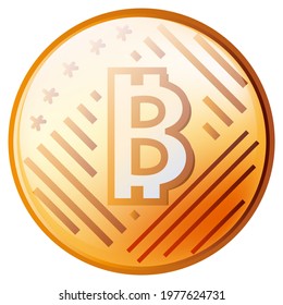 New design of Bitcoin cryptocurrency. Vector illustration of future currency on a white background. Digital gold for blockchain transfers. Bitcoin in 3d.