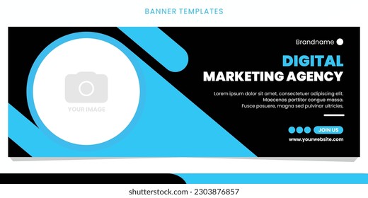 New design Blue and black color concept banner business for agency digital marketing. frame photo. EPS10.