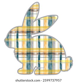 New design with checkered silhouette of a sitting rabbit.