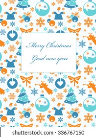 New design greeting card. Template styling holiday postal. Merry Christmas.
