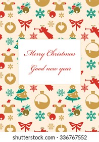 New design greeting card. Template styling holiday postal. Merry Christmas.