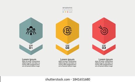 The new design hexagon by vector has 3 steps that can use with a brochure and advertising or presenting the information. infographic illustration.