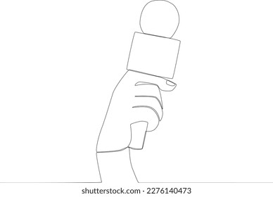 Un nuevo micrófono de diseño. Dibujo de una línea del Día Mundial de la Prensa