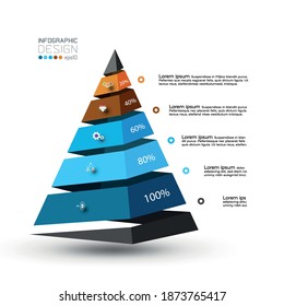El nuevo diseño de la forma piramidal presenta los resultados de análisis de procesos, organizaciones empresariales, investigación. infografía vectorial.