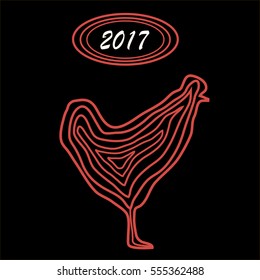 The new design, with the silhouette of a rooster. modern flat style vector illustration of a rooster as a symbol of the 2017 calendar. beautiful cock, modern flat pattern vector logo or icon cock