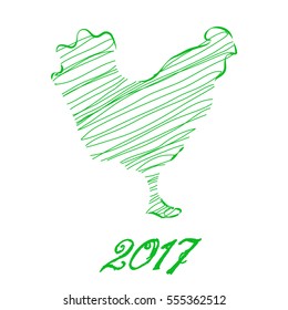The new design, with the silhouette of a rooster. modern flat style vector illustration of a rooster as a symbol of the 2017 calendar. beautiful cock, modern flat pattern vector logo or icon cock