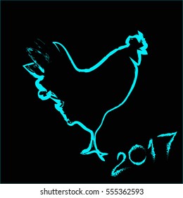 The new design, with the silhouette of a rooster. modern flat style vector illustration of a rooster as a symbol of the 2017 calendar. beautiful cock, modern flat pattern vector logo or icon cock