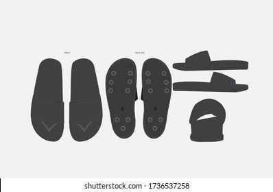 new design slide sandal  black and white vector edit able file