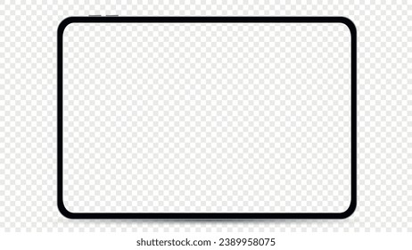 New design of tablet in trendy thin frame style isolated. Empty screen concept. Vector illustration
