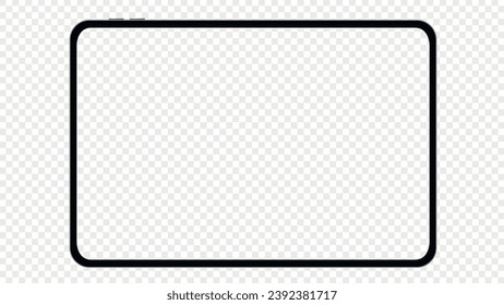 New design of tablet in trendy thin frame style isolated. Empty screen concept. Vector illustration
