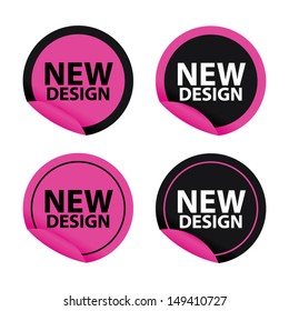 New Design, Version pink stickers set.