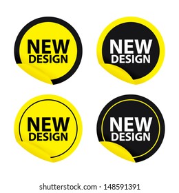 New Design, Version Yellow Stickers Set. 