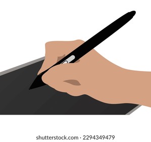 Icono de línea delgada del panel gráfico del nuevo diseñador. Comprimido de pluma, lápiz, herramienta de dibujo, signo de contorno aislado. Concepto de dispositivos digitales y dispositivos electrónicos. vector de elemento de panel gráfico, diseño de vector de pluma