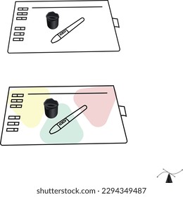 NEW Designer graphic pad thin line icon. Pen tablet, stylus, drawing tool isolated outline sign. Digital devices and electronic gadgets concept. graphic pad element vector, Pen vector design