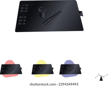 NEW Designer graphic pad thin line icon. Pen tablet, stylus, drawing tool isolated outline sign. Digital devices and electronic gadgets concept. graphic pad element vector, Pen vector design