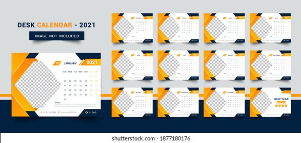 Nueva plantilla de diseño de calendario de escritorio, diseño de calendario de escritorio 2021.
