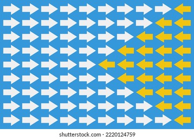 new different opinion concept, alternative trend vector infographics, opposite direction strategy