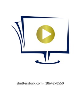 new digital symbol combined with teacher icon for school internet course study online class education logo design stock vectors concept illustration
