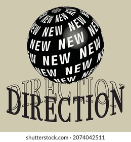 NEW DIRECTION GLOBE GRAPHIC DESIGN VECTOR