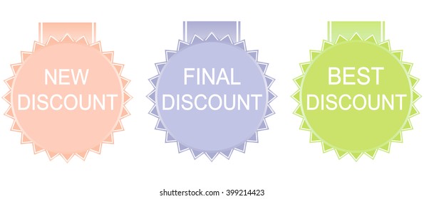 new discount, final discount, best discount label set. 